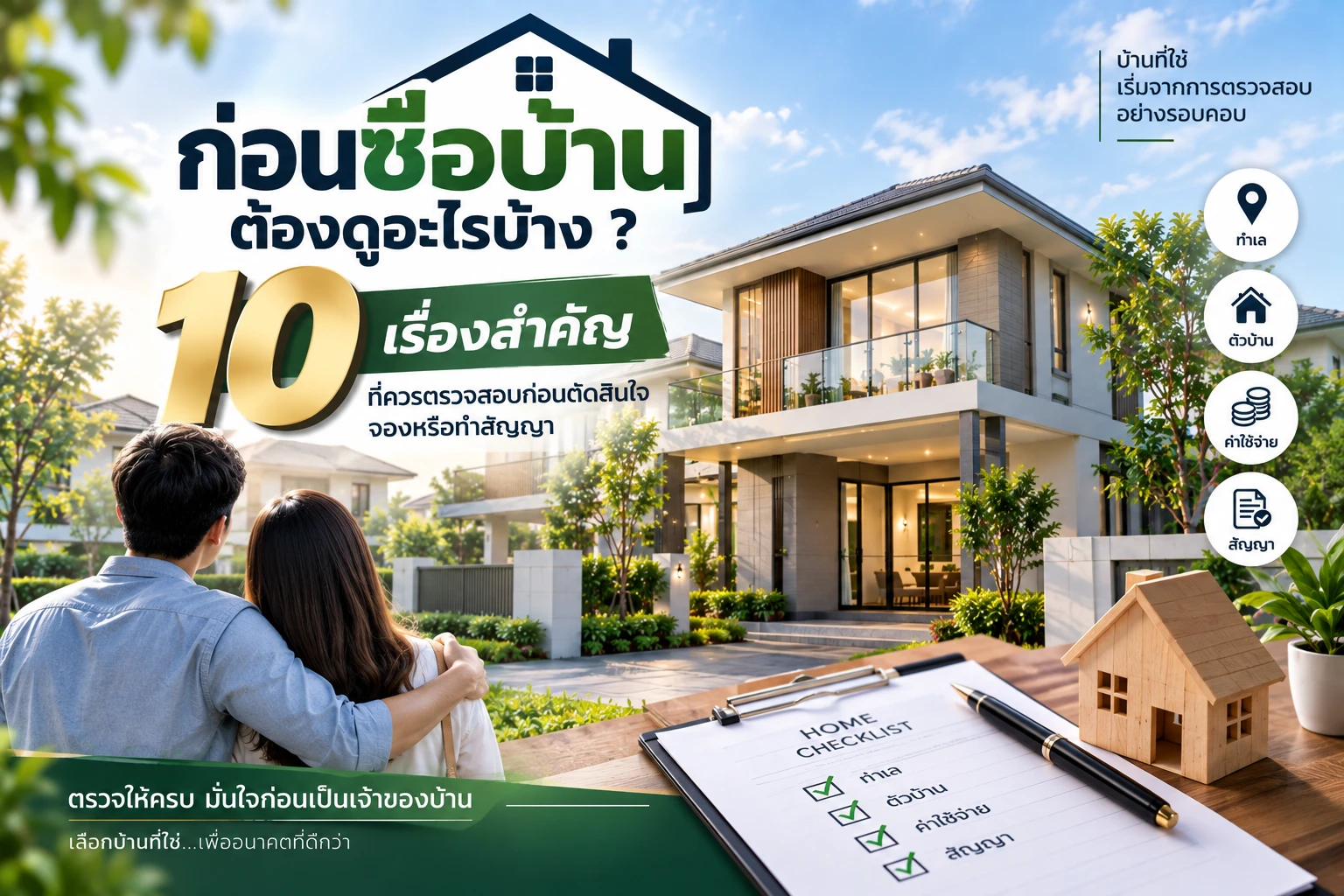 ก่อนซื้อบ้านต้องดูอะไรบ้าง 10 เรื่องสำคัญที่ควรตรวจสอบก่อนตัดสินใจจองหรือทำสัญญา